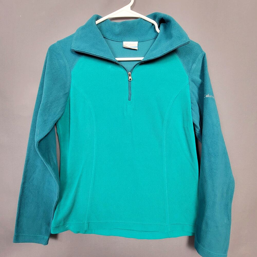 Columbia Teal Green 1/4 Zip Fleece Pullover Soft Mock Neck Women’s Small